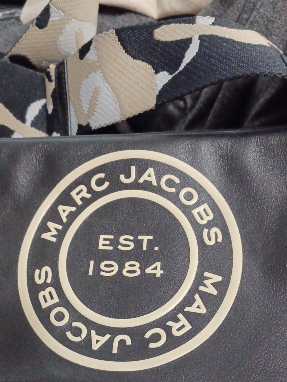 Marc Jacobs Black Leather Crossbody with Camo Strap